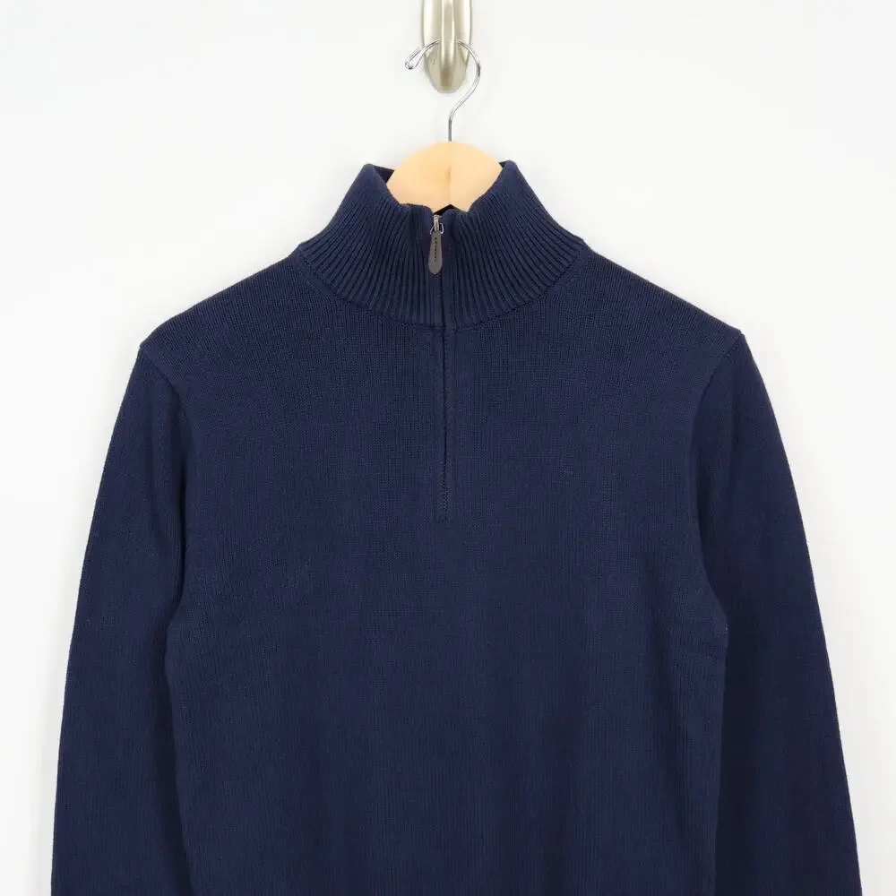 J.Crew Men's Heritage Cotton Half Zip Sweater Navy Blue Size XS NWT